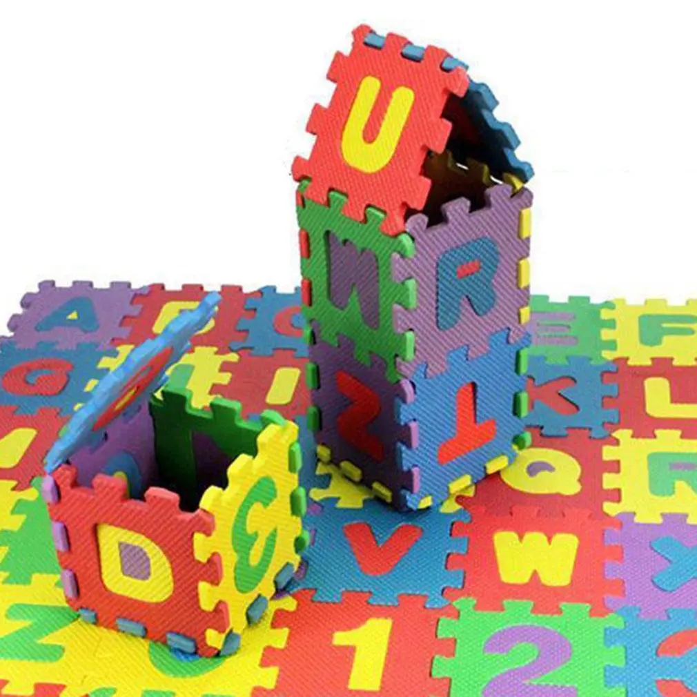 36pcs English Made Of Foam Very Durable No Harm To Baby Or Kids Soft Eva Foam Baby Kids Play Mat Alphabet Number Puzzle Toy
