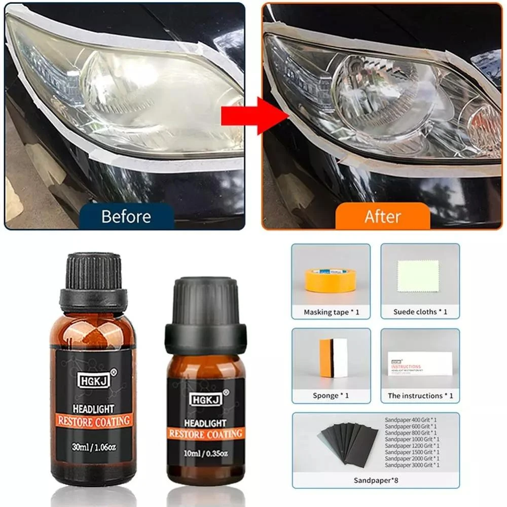 HGKJ Car Headlight Repair Retreading Restoration Polish Kit Car Light Cleaner car buffing