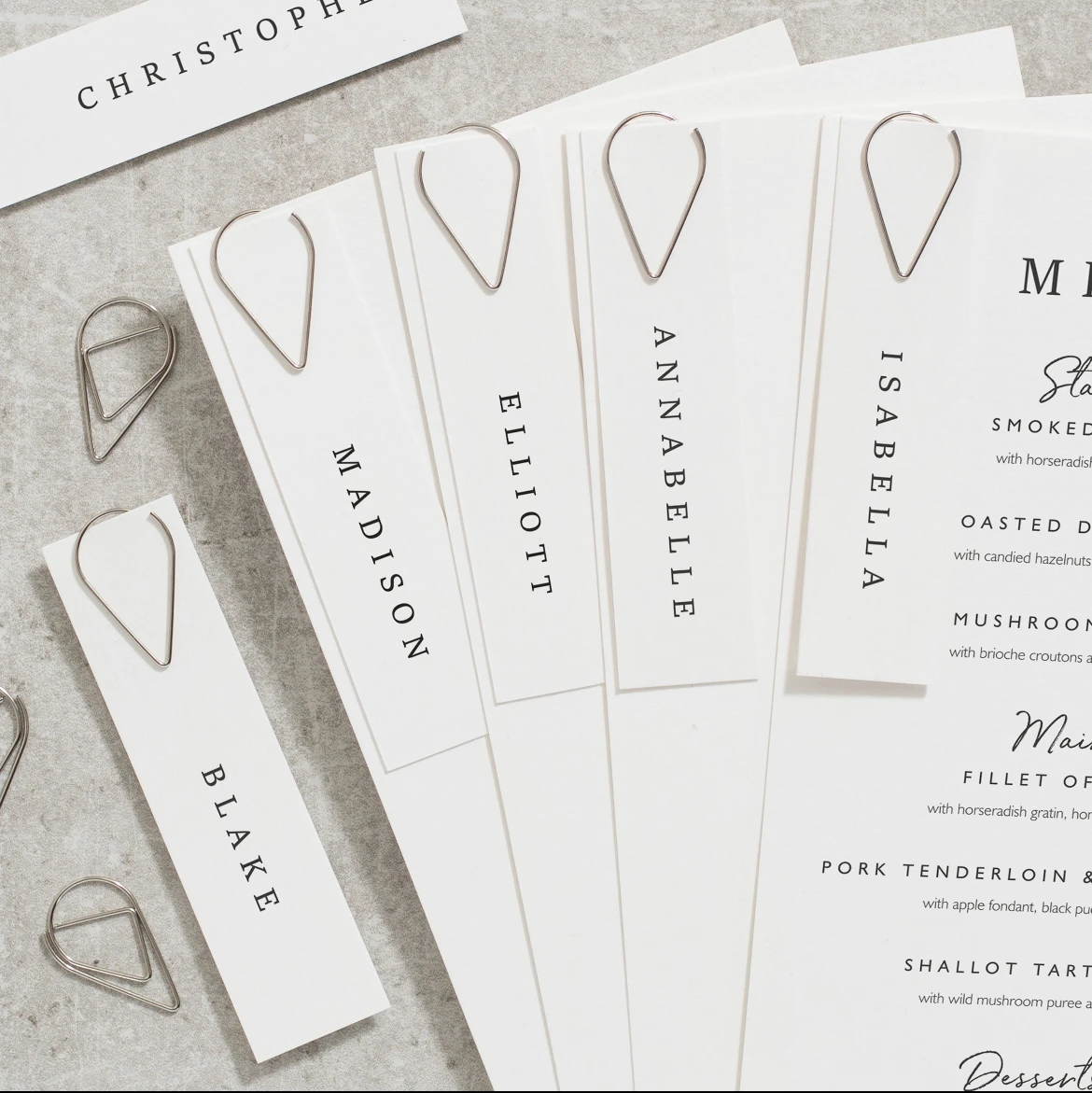 Wedding Dinner Floral Eucalyptus Greenery Menu cards with place card