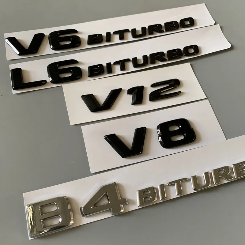 

Эмблема с надписью для Mercedes Benz V8, V12, V6BITURBO, L6BITURBO, B4BITURBO, автостайлинг, значок багажника, двойная турбо-наклейка