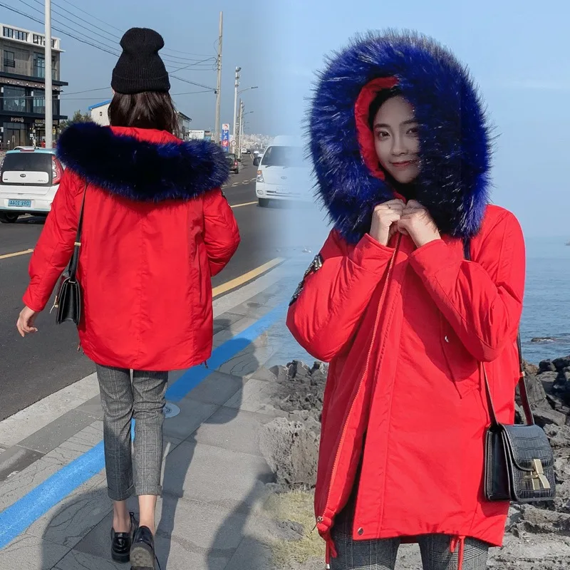 

Pike Short Cotton Coat Women's Loose-Fit BF Large Fur Collar Cotton-padded Clothes 2019 New Style Winter Fashion down Jacket Cot