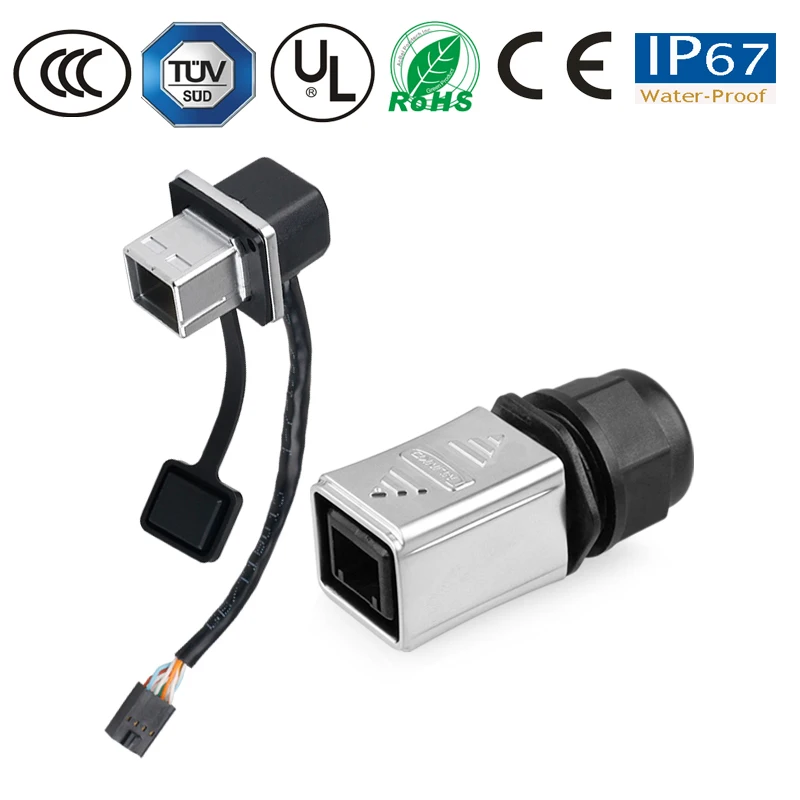 RJ45 водонепроницаемый разъем сигнала металлическая розетка кабель/провод/панель IP67 RJ45 разъем