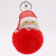 Зимний Рождественский помпон брелок для ключей для окружающей среды, не вызывающий раздражения кожаный Санта Клаус плисовый мешок брелок подарок