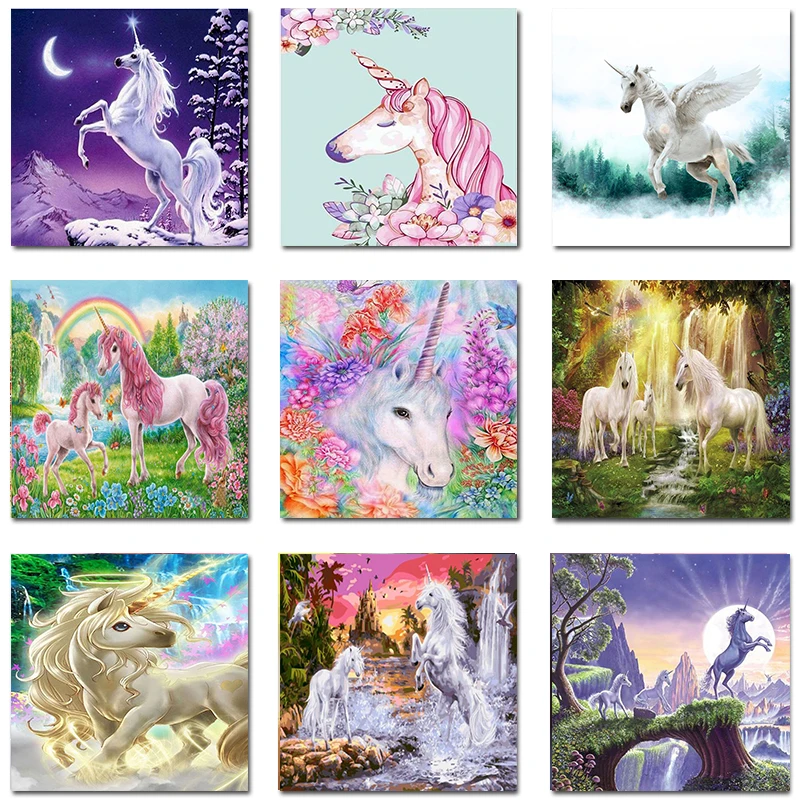 

Paintings By Numbers DIY Pink unicorn Animals Coloring paint Home Decoration Canvas Painting For Living Room Artwork Kids Gift