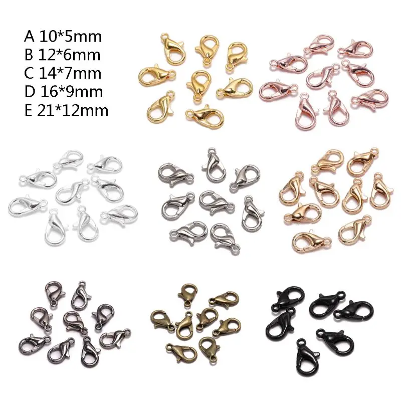 

50Pcs Gold Silver Lobster Claw Clasps Clip DIY Necklace Bracelet Chain Fastener Hooks Jewelry Making Handmade Findings