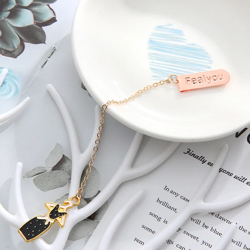 

Creative Metallic Pendant Book Mark Cute Black Sunglass Bookmarks For Book Kids Girls Gift School Office Supplies Stationery