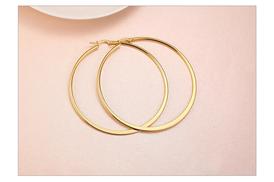 Vnox, простые серьги-кольца большого размера для женщин, антиаллергенные, нержавеющая сталь, классические круглые серьги в стиле хип-хоп, Женские Ювелирные изделия