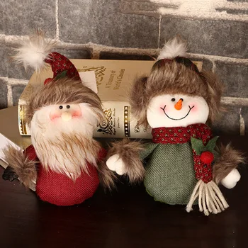 

2PCS 20*18cm Cute Christmas Santa Claus Doll Snowman Ornament Tree/Bar/Family/Showcase Window Decor Children Gift