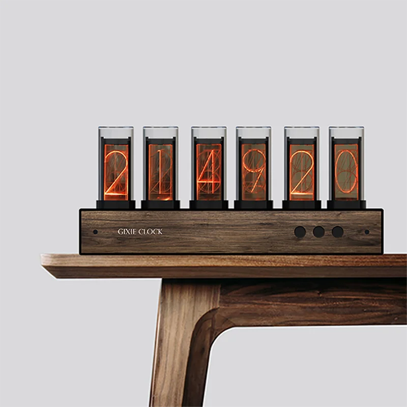 Luxury Nixie Tube Clock Wood Creative Digital Light Desk Clock Vintage Electronic Desktop Table Digital Watch Decor Gift Ideas