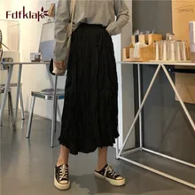 Fdfklak Корейская Новинка ins супер огонь торт юбка высокая талия сетка Красная плиссированная юбка женская Милая длинная Студенческая тонкая слово юбки