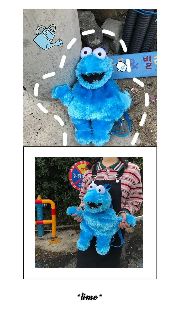 Japanese And Korean Style Cute Plush Cartoon Best Friend Backpack Students Versatile Trend Backpack Stuffed Toy Soft Girl Bag