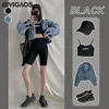 BIVIGAOS Summer Sharkskin Biker Shorts Women's Stretch High Waist Knee Short Outside Bodybuilding Sexy Shorts Tide Sports Shorts ► Photo 2/6