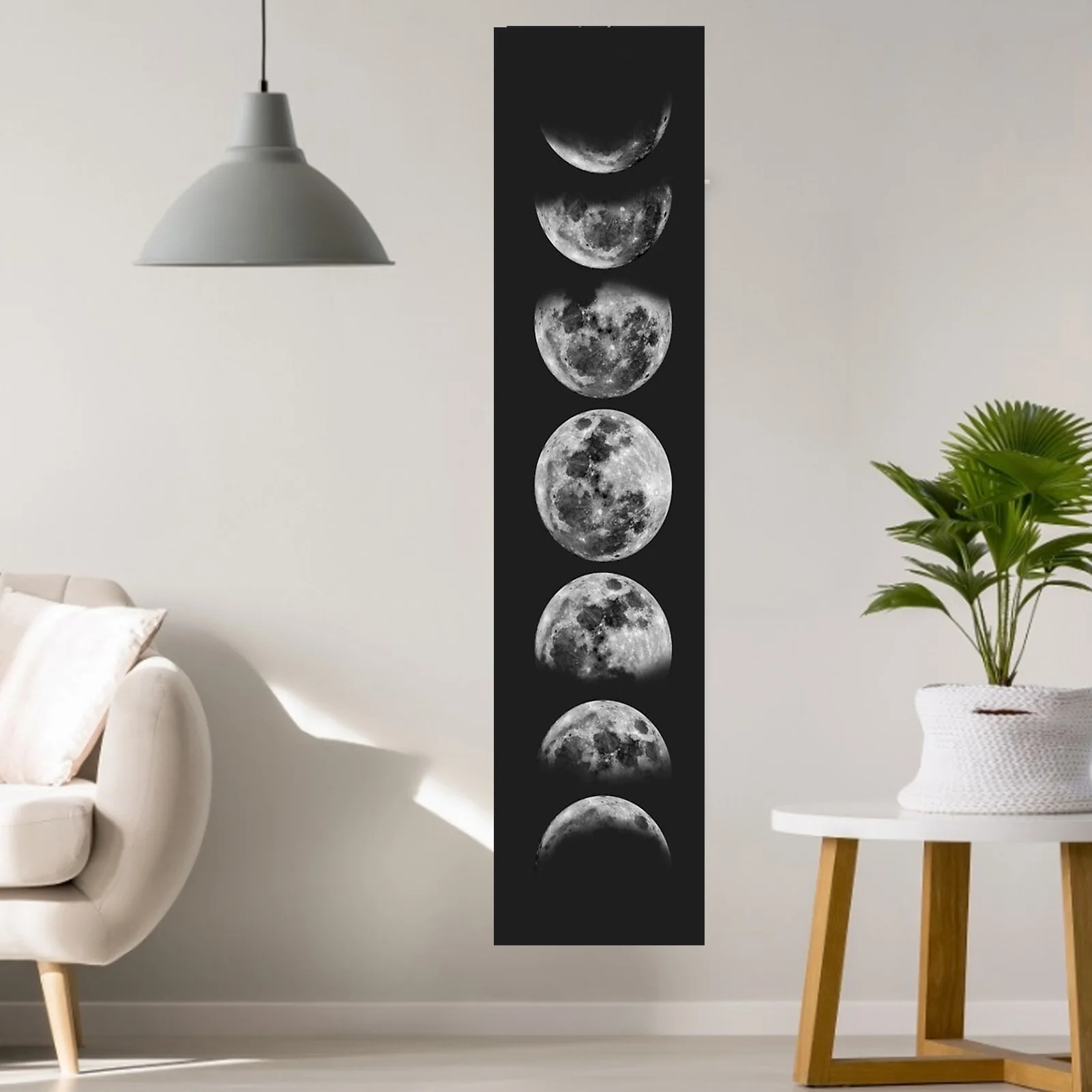 Psychedelic Moon Phase Tapestry Black Galaxy Night Sky Wall Hanging Throw Blanket