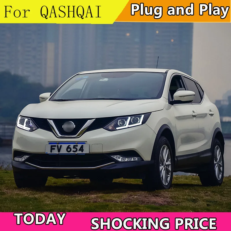 Автомобильная лампа для Nissan Qashqai головной светильник s светодиодный головной светильник DRL Объектив Двойной Луч би-ксенон HID автомобильный передний светильник