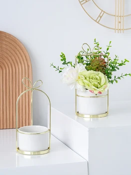 

CREATIVE NORDIC STYLE CERAMIC VASE FLOWER POT MODERN GOLD HOME DECORATION FLOWER ARRANGEMENT ARTIFICIAL FLOWER ACCESSORIES