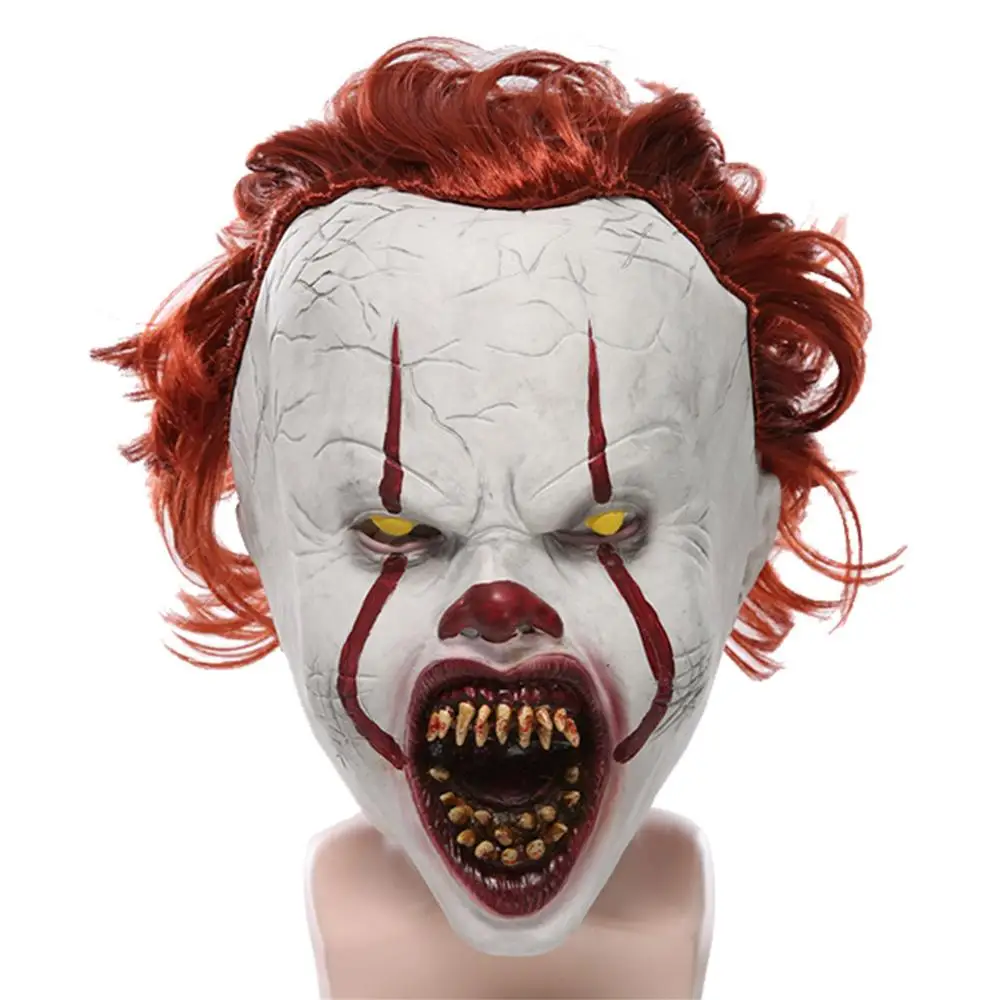 Маска пеннивайза Stephen King It: глава два 2 Косплэй Джокера головные уборы маска для хеллоуина и карнавала вечерние Джокер, клоун пугающая маска
