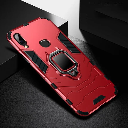 Shockproof Armor Case For Xiaomi Redmi Note 7 With Car Holder Soft TPU+PC Back Cover For Xiaomi Redmi Note 5 Pro Funda On Redmi7 - Цвет: Red