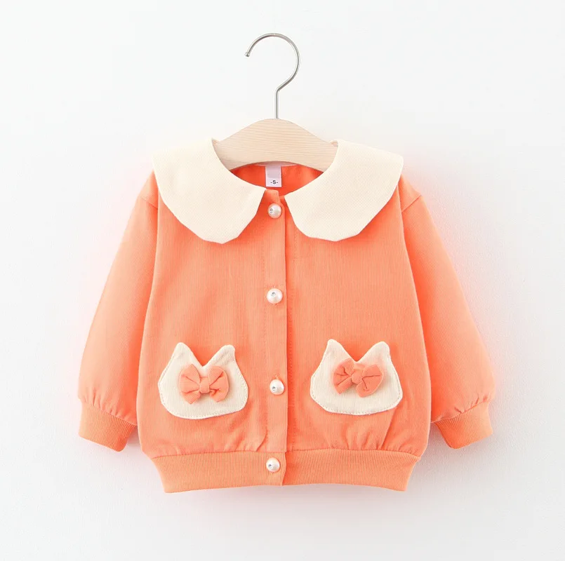 Orange Bow Г. Весна-осень, милое пальто принцессы Верхняя одежда для маленьких девочек, детские куртки с длинными рукавами кардиган, Casaco S10432 - Цвет: Orange Bow