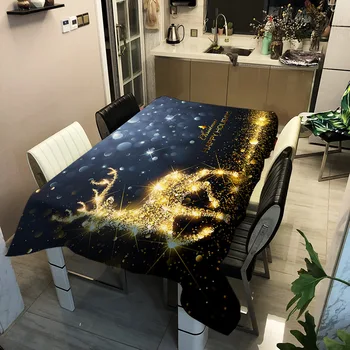 

3D Printed Tablecloth Cartoon Animals Pattern Table Cloth Washable Dustproof Deer Pattern Table Cover for Home Decorative