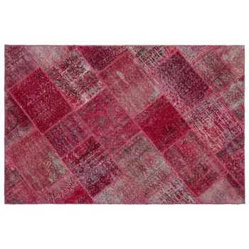 

Handmade Red Vintage Overdyed Patchwork Area Rug 120x180 Cm-3'11''X5'11''
