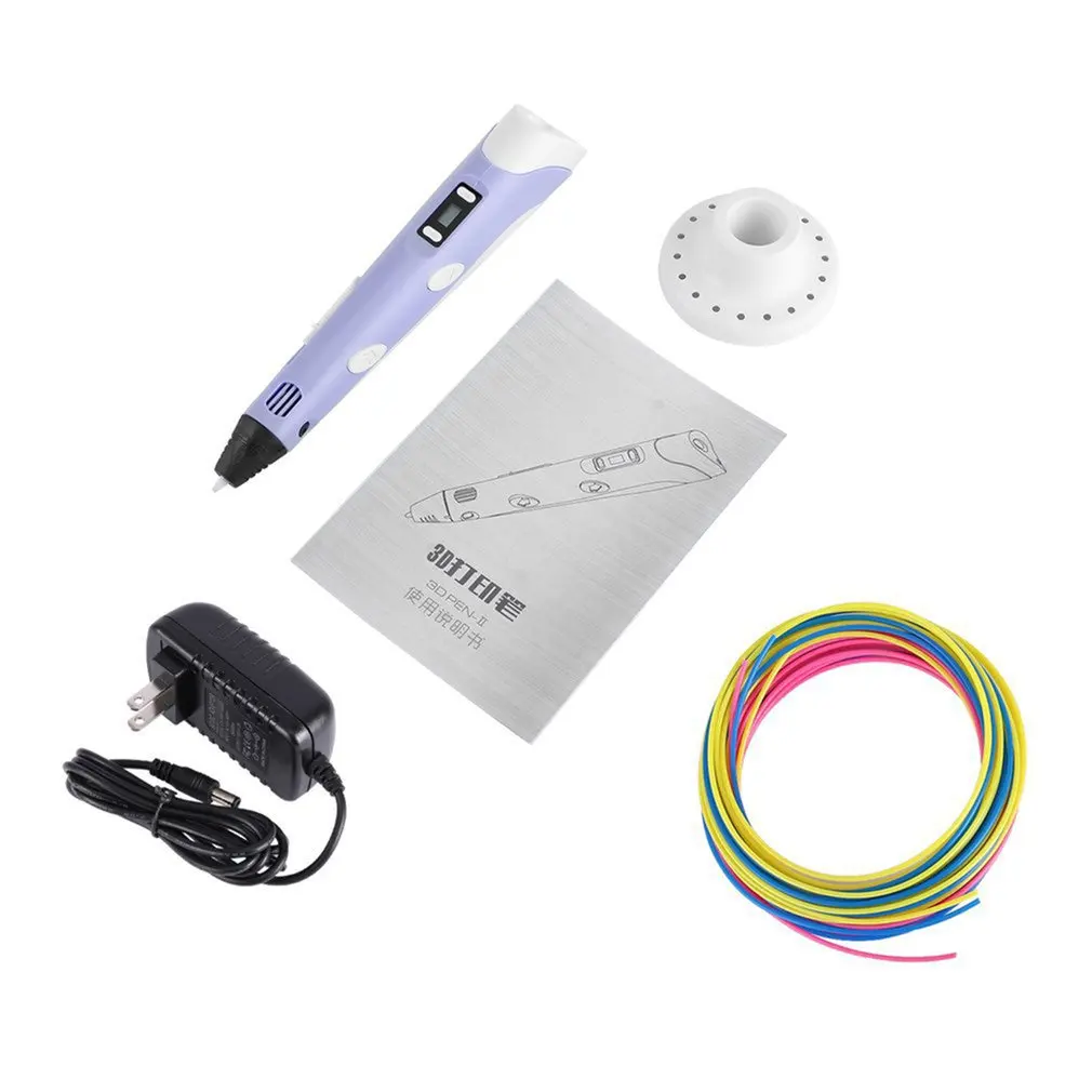 purple English US 3D печать ручка 12 в 3D Ручка Карандаш 3D Ручка для рисования sthift PLA нити для детей Образование хобби игрушки для рисования подарки на день рождения - Цвет: purple English US