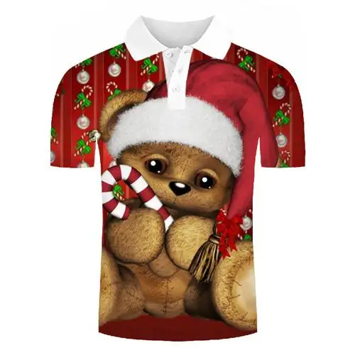 Новая рубашка поло мужская одежда Рождественская футболка с 3D принтом кота мужские летние топы с коротким рукавом модные рубашки поло мужские топы - Цвет: polo-317