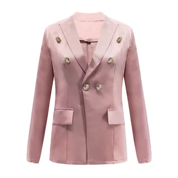

New Short Slim Stand Collar Solid Color Long Sleeve Cardigan Small Suit Coat Women