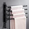 ROVATE 2/3/4/5-Arms Swivel Towel Bar with Towel Hooks, Black Bathroom Swing Hanger Towel Rack Holder Space Saving Wall Mount ► Photo 2/6