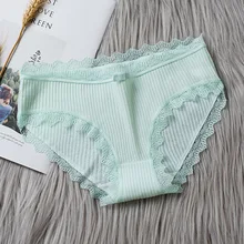 

Fashion casual ladies lace underwear mid-waist underwear solid color underwear breathable skin-friendly