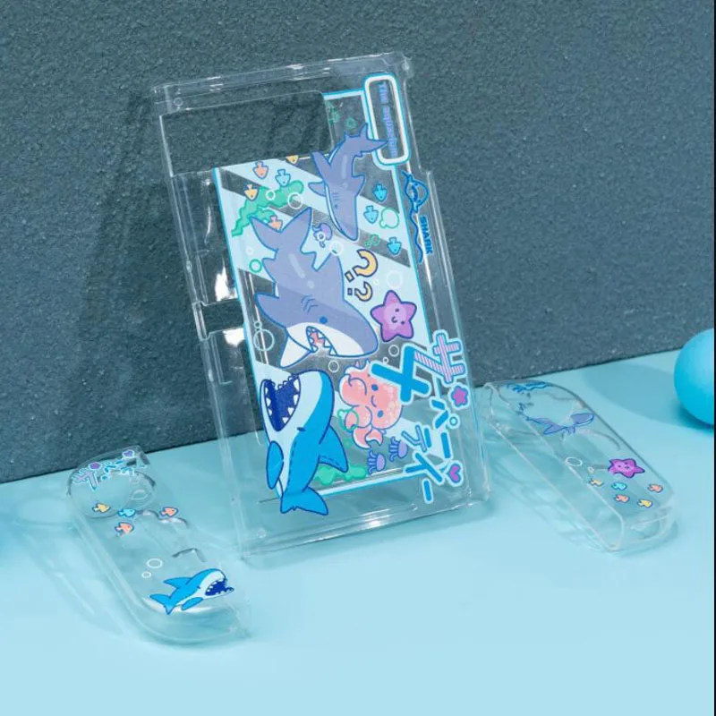 Ocean Shark 투명 소프트 TPU 스킨 커버 Nintend Switch NS Joy-Con 컨트롤러 크리스탈 하우징 쉘용 보호 케이스