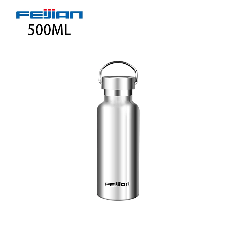 500ml only bottle FEIJIAN термос из нержавеющей стали с двойными стенками, термос с вакуумной изоляцией, герметичная Спортивная бутылка для воды, Стандартный рот - Цвет: 500ml only bottle