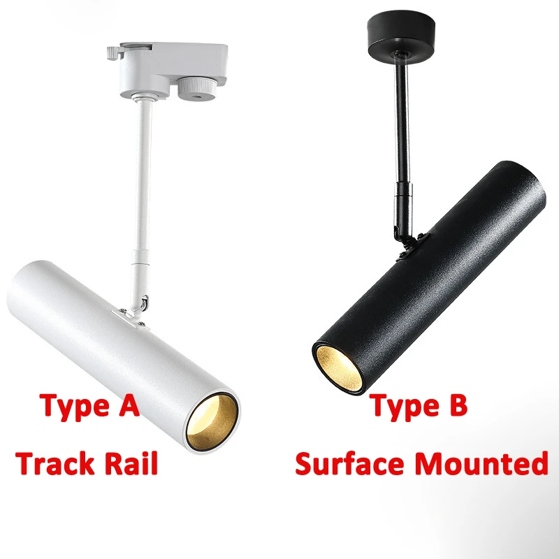 

LED Track Light 5w 10w 15w Ac85-265v 200mm Length Ceiling Lamp COB Long Pole Track Spotlight Surface Mounted Optional