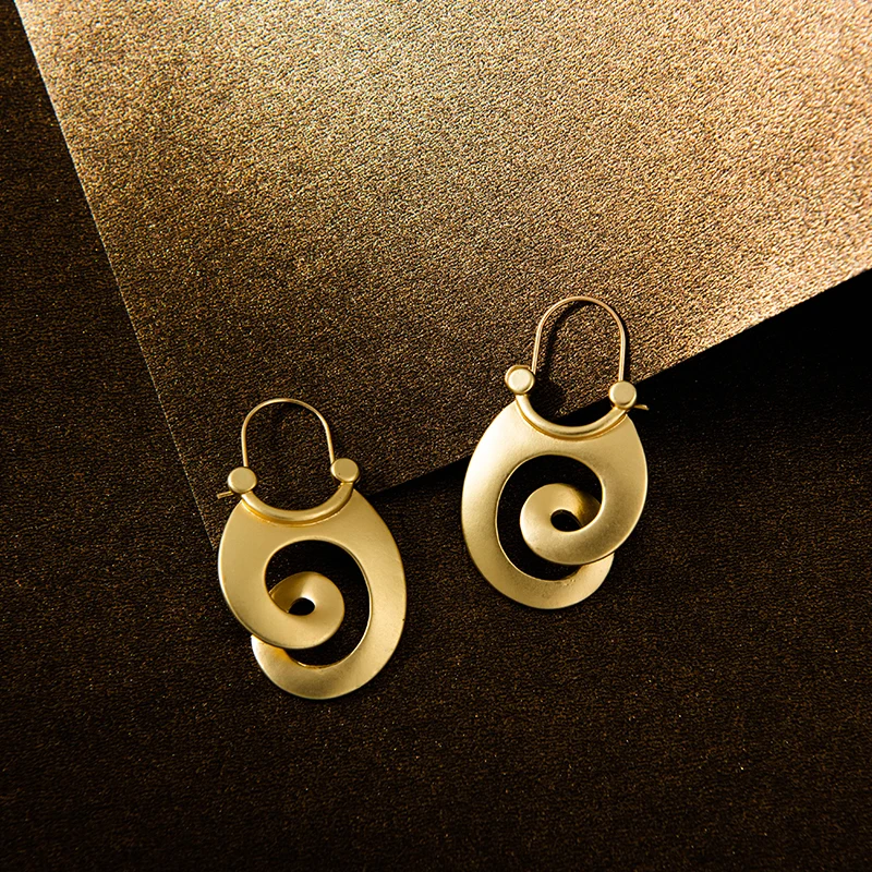 

Fever&Free 2020 Metal Gold Silver Drop Earrings For Women Unique Geometric Spiral Vintage Dangle Earrings Pendientes Mujer Moda