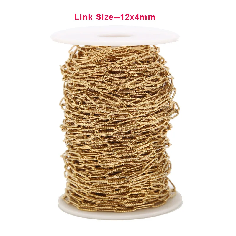 5M 4mm width Stainless Steel Gold Tone Circle Rolo Link Chain For Fashion Women Men DIY Necklace Bracelet Making Findings