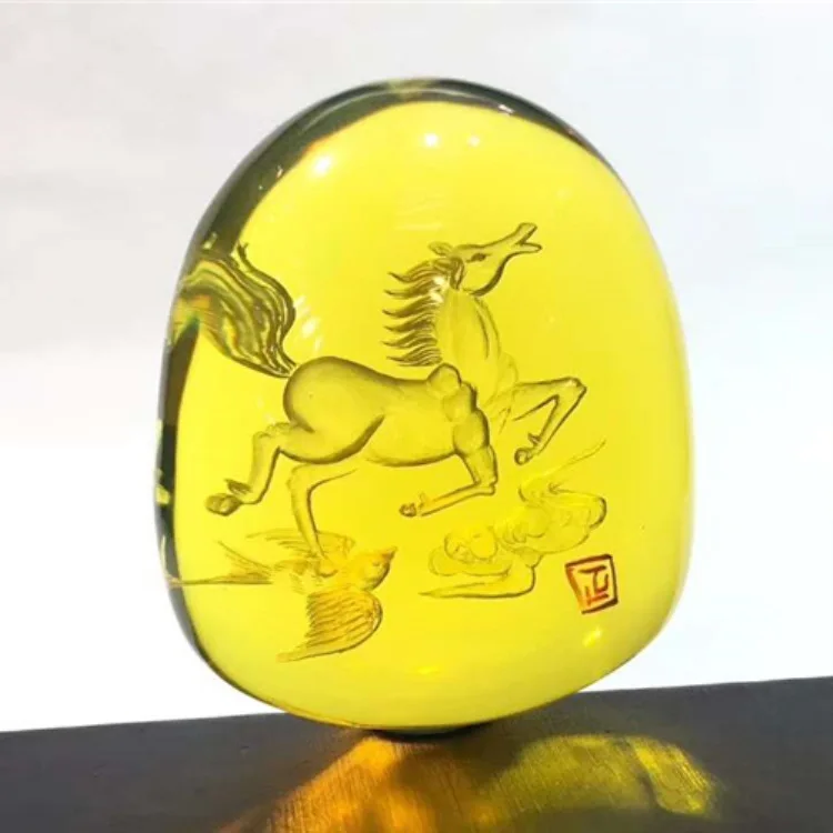 

Horse Riding Chebi-High Blue Raw Ore Entirely Natural Blue Amber Carving Stone Pendant Global Hair