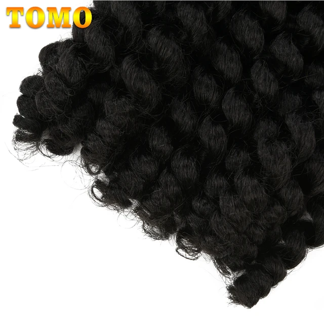 TOMO Jumpy Wand Curl Crochet Braids 8 12Inch Jamaican Bounce Curly Hair Ombre Synthetic Crochet Braiding Hair Extensions 20Roots 3