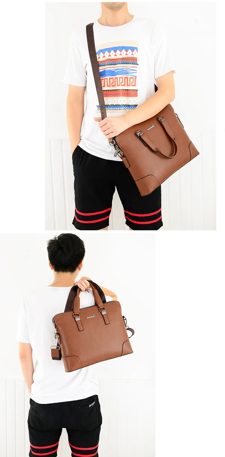 Men's Waterproof Leather Business Briefcase 14 Inch Laptop Tablet Leather Shoulder Bag Messenger Bag Men's Bag Tote
