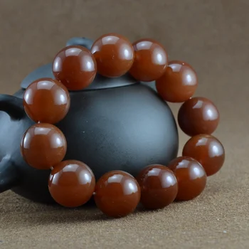 

Xinjiang and Tian yu bracelet sheep fat red jade hand string seed seed agate Buddha beads men and women's jade rough