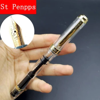 

Wing Sung 698 Transparent Piston Fountain Pen Ink Pen 14K Gold Expose Fine Nib Business Stationery Office school supplies Gift