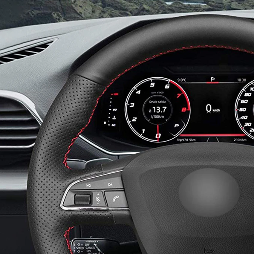 Ручная работа искусственная кожа черный цвет для Seat Leon Arona Ateca Alhambra 5F Mk3 Ibiza 6J
