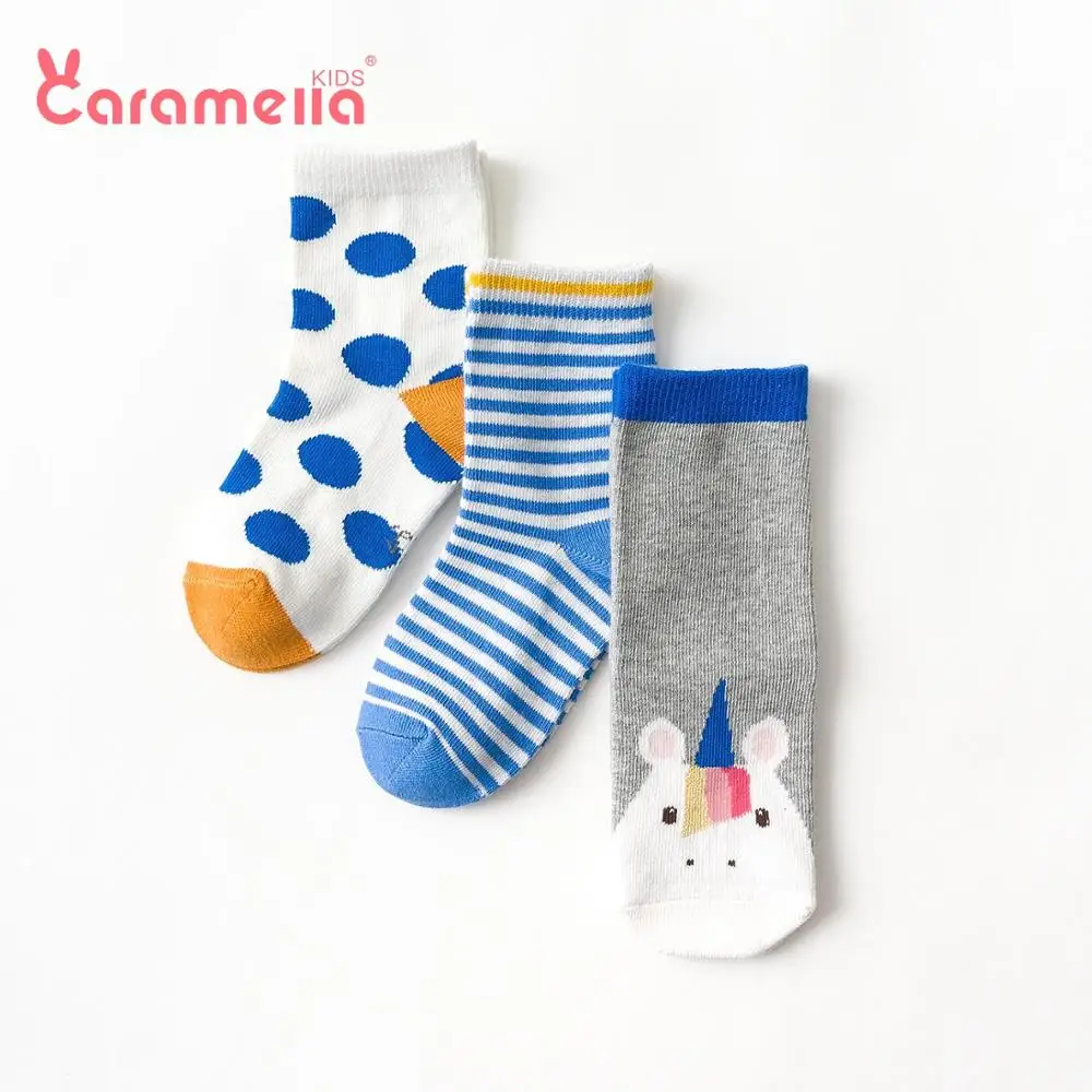 Caramella/3 пары, хлопковый для новорожденных, носки Новые короткие носки для маленьких мальчиков и девочек Забавные милые унисекс Детские носки Подарочная сумка для детей от 0 до 12 лет
