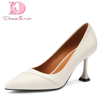 

Doratasia 2020 On Sale Top Quality Elegant Natural Cow Genuine Leather High Heels Slip On Office Lady Pumps women's Shoes Woman