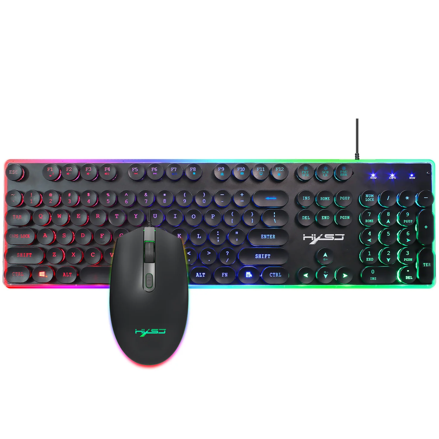 

V300Y English Backlight Gaming Keyboard RGB Shining Mouse Suit Wired Keyboard Set Currently Available Cross Border Wholesale