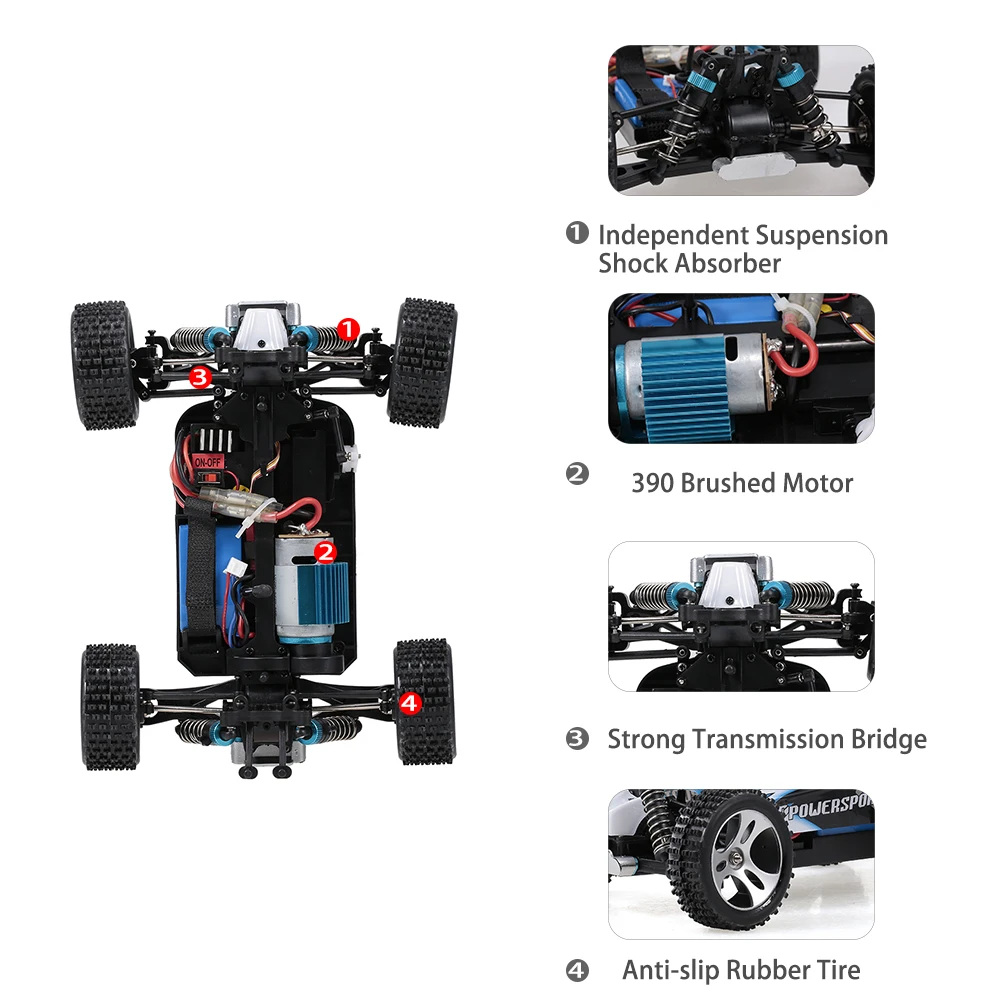 Wltoys A959 1:18 Радиоуправляемый автомобиль 2 4 ГГц 4WD внедорожник 45 км/ч