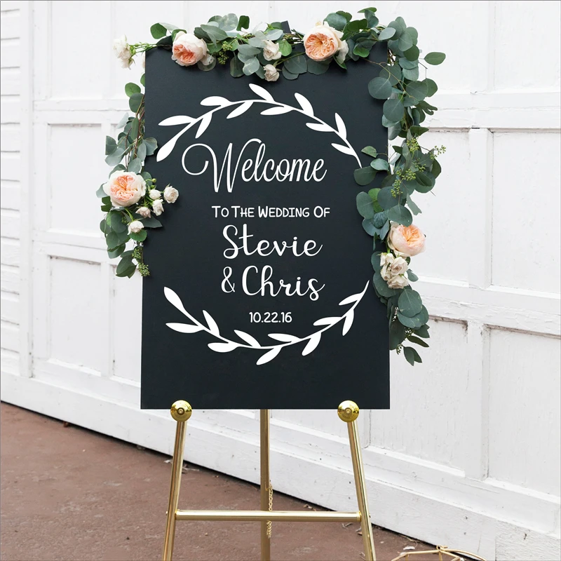 

Personalised Welcome to the Wedding of Decal Sign Rustic Wedding Decor Decals Removable Custom Name Date sticker LW676