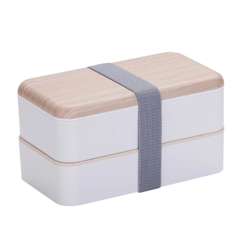 Новая двухслойная Студенческая коробка для завтрака пластиковая коробка для бенто портативный герметичный контейнер для хранения еды контейнер - Color: Rectangular White