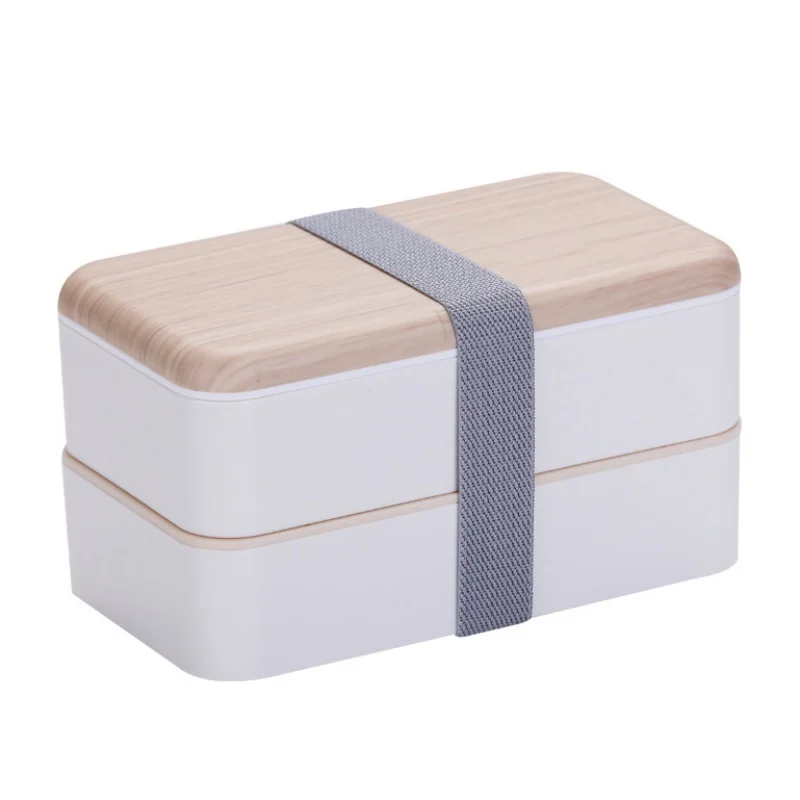 Rectangular White Новая двухслойная Студенческая коробка для завтрака пластиковая коробка для бенто портативный герметичный контейнер для хранения еды контейнер - Color: Rectangular White
