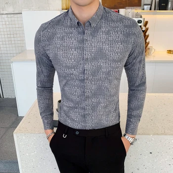 

2020 New Light Luxury Handsome Autumn Men's Handsome Korean Slim Hairdresser Shirt Nightclub Trend Long Sleeve Casual Shirt
