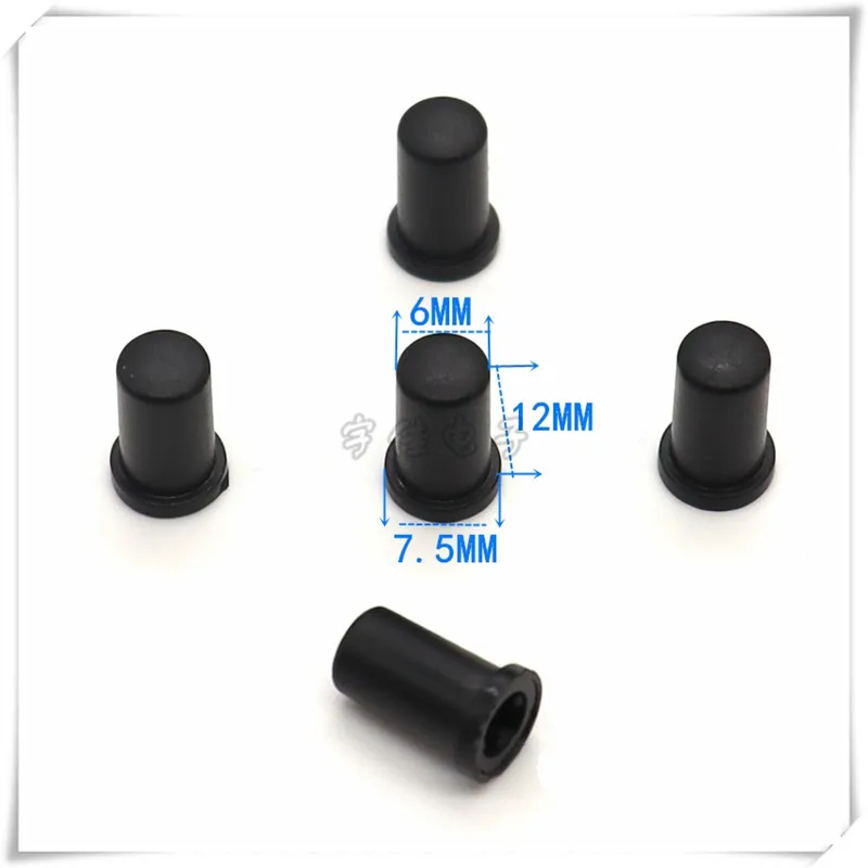 10 bouchons en plastique noir, 6x12mm, adaptés aux trous ronds et carrés