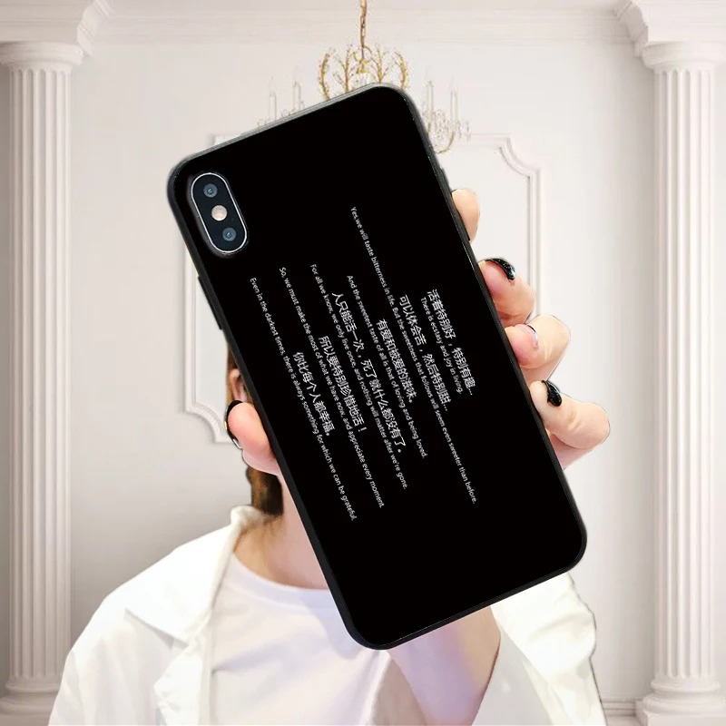 Черный набор текста на телефоне чехол для iPhone 11 Pro Max X XS XR 8 7 6 5 s Plus Силиконовый ТПУ модный защитный чехол